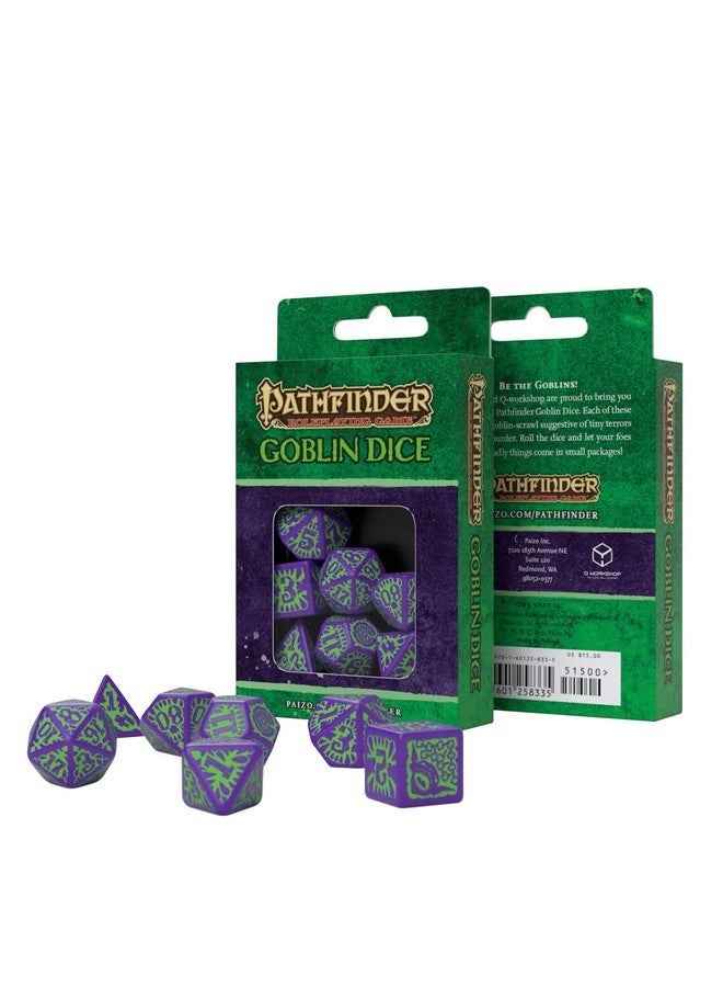 Q WORKSHOP Q-Workshop Pathfinder Rpg Goblin Purple & Green Ornamented Dice Set 7 Polyhedral Pieces (QWOPAT76) - Image 2