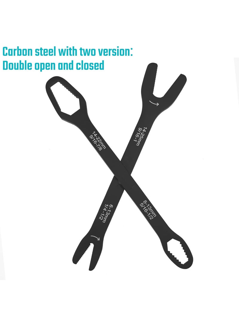 2Pcs Universal Wrench Set (6-25mm), Adjustable Wrench, Double-Ended Spanner for Car Repair and Home Use ,Multi-Size Fits Standard Nuts Bolts - Image 2