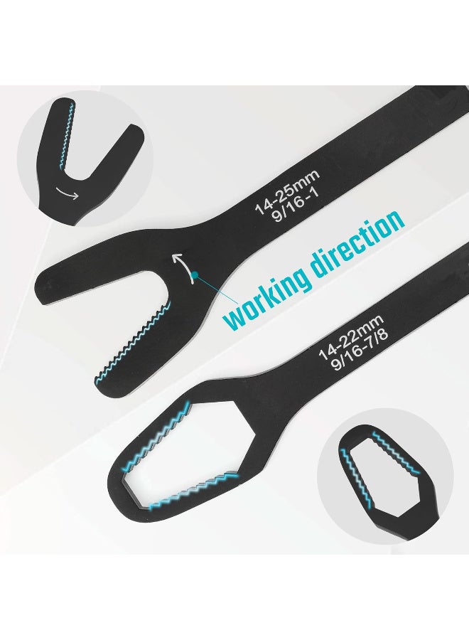 2Pcs Universal Wrench Set (6-25mm), Adjustable Wrench, Double-Ended Spanner for Car Repair and Home Use ,Multi-Size Fits Standard Nuts Bolts - Image 3