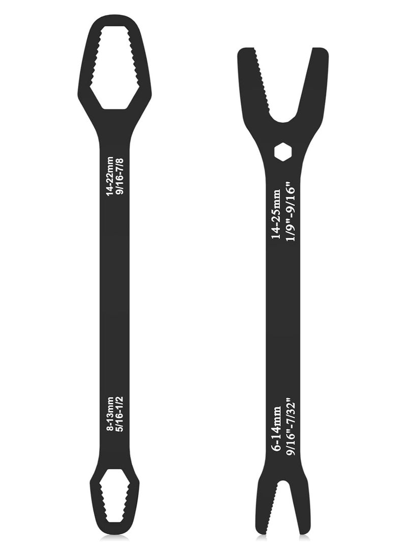 2Pcs Universal Wrench Set (6-25mm), Adjustable Wrench, Double-Ended Spanner for Car Repair and Home Use ,Multi-Size Fits Standard Nuts Bolts - Image 1