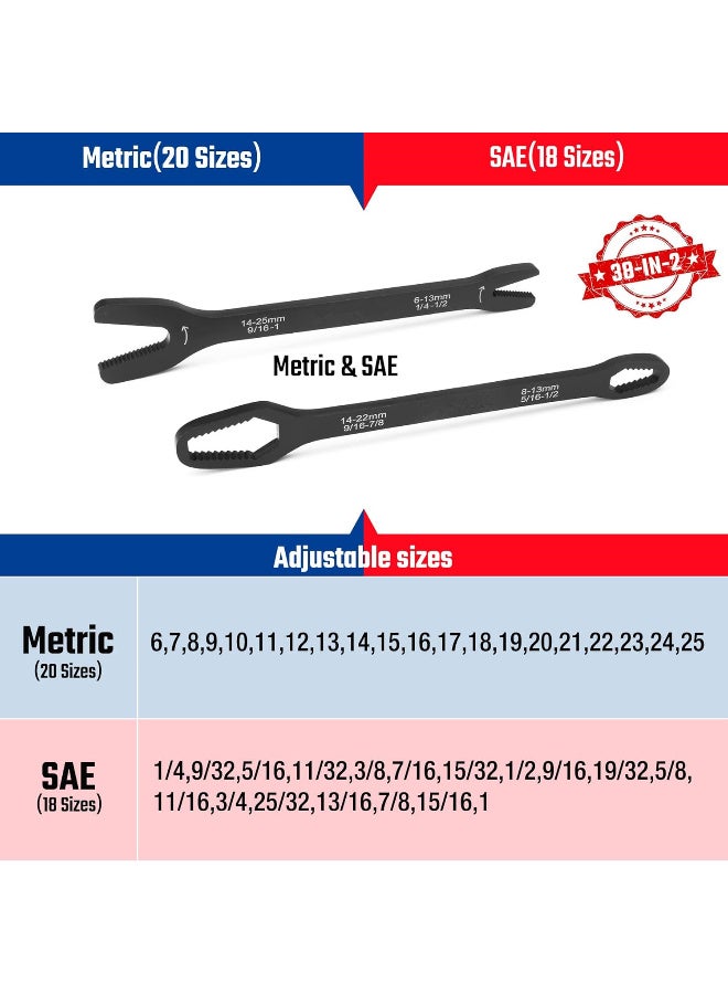 2Pcs Universal Wrench Set (6-25mm), Adjustable Wrench, Double-Ended Spanner for Car Repair and Home Use ,Multi-Size Fits Standard Nuts Bolts - Image 4