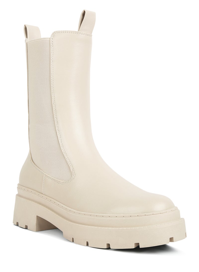 لندن راج أحذية مطاطية ذات نعل عروة باللون البيج - Image 2