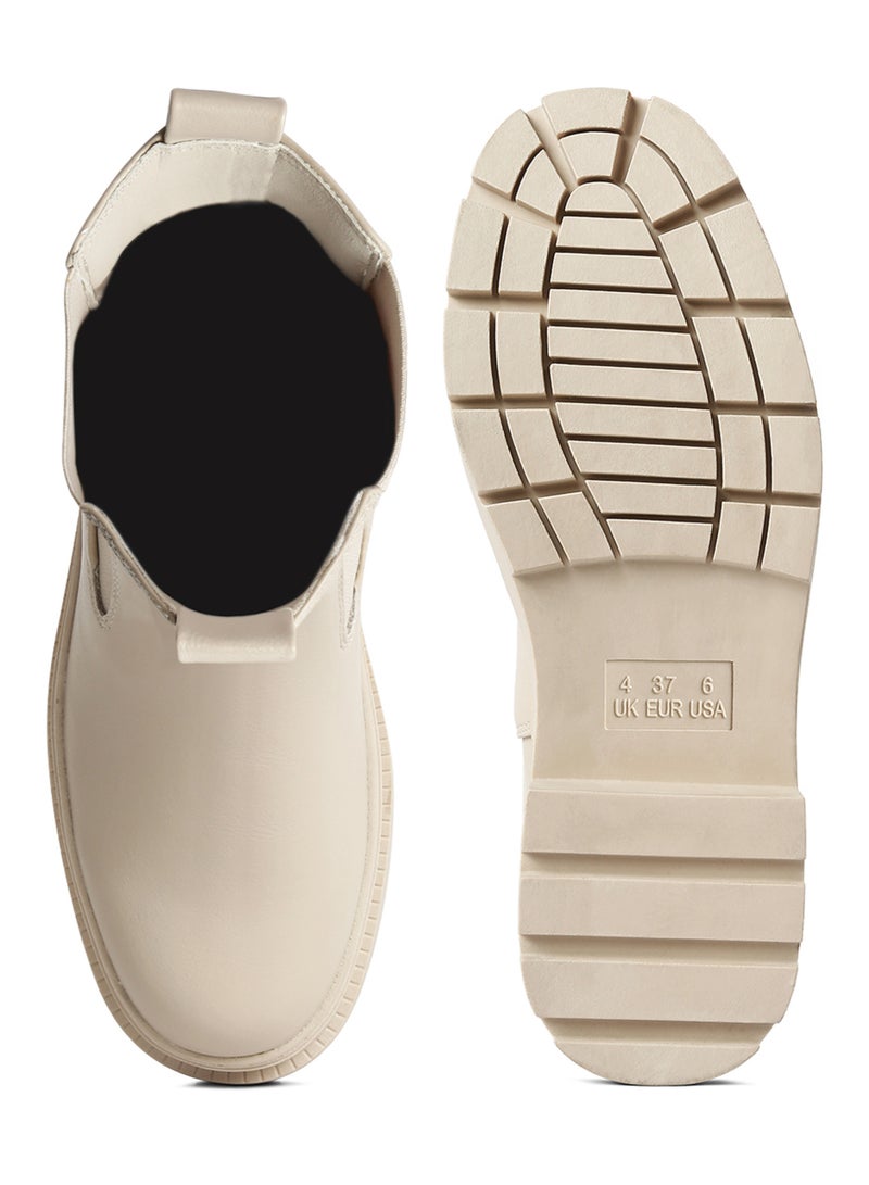 لندن راج أحذية مطاطية ذات نعل عروة باللون البيج - Image 5