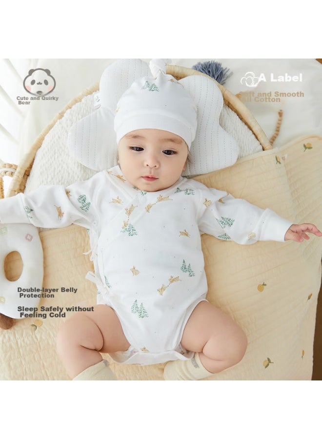 Good bear Guaiqi Xiong Newborn Long-sleeve Bodysuit, Spring And Autumn Infant Pure Cotton Seamless Pajamas, Triangle Onesie - Image 2