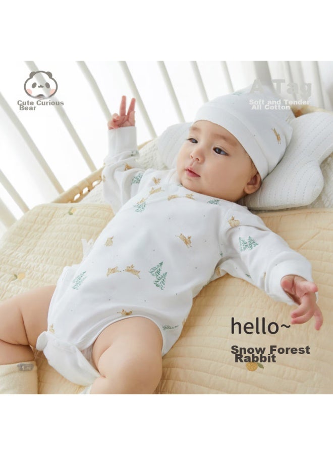 Good bear Guaiqi Xiong Newborn Long-sleeve Bodysuit, Spring And Autumn Infant Pure Cotton Seamless Pajamas, Triangle Onesie - Image 3