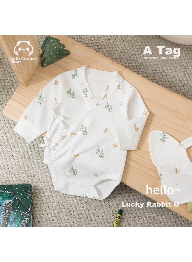 Good bear Guaiqi Xiong Newborn Long-sleeve Bodysuit, Spring And Autumn Infant Pure Cotton Seamless Pajamas, Triangle Onesie - Image 4