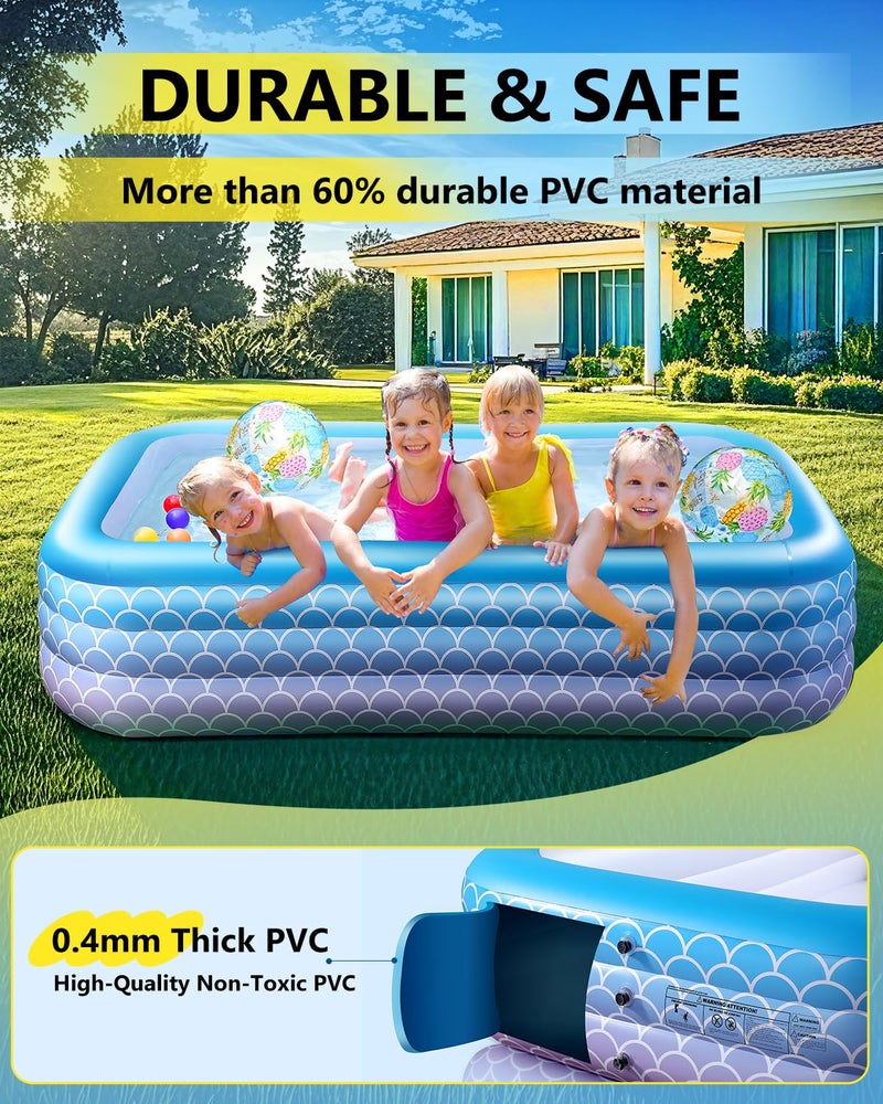 Sunrio 2025 Upgrade Inflatable Pool for Kids and Adults-120"*72"*22" Full-Sized Inflatable Swimming Pool Leakproof Blow Up Above Ground for Backyard Outdoor Garden Summer Water Party Pink - Image 4