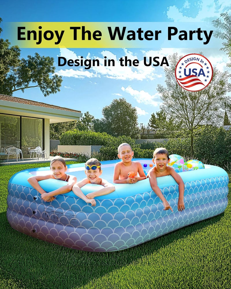 Sunrio 2025 Upgrade Inflatable Pool for Kids and Adults-120"*72"*22" Full-Sized Inflatable Swimming Pool Leakproof Blow Up Above Ground for Backyard Outdoor Garden Summer Water Party Pink - Image 5