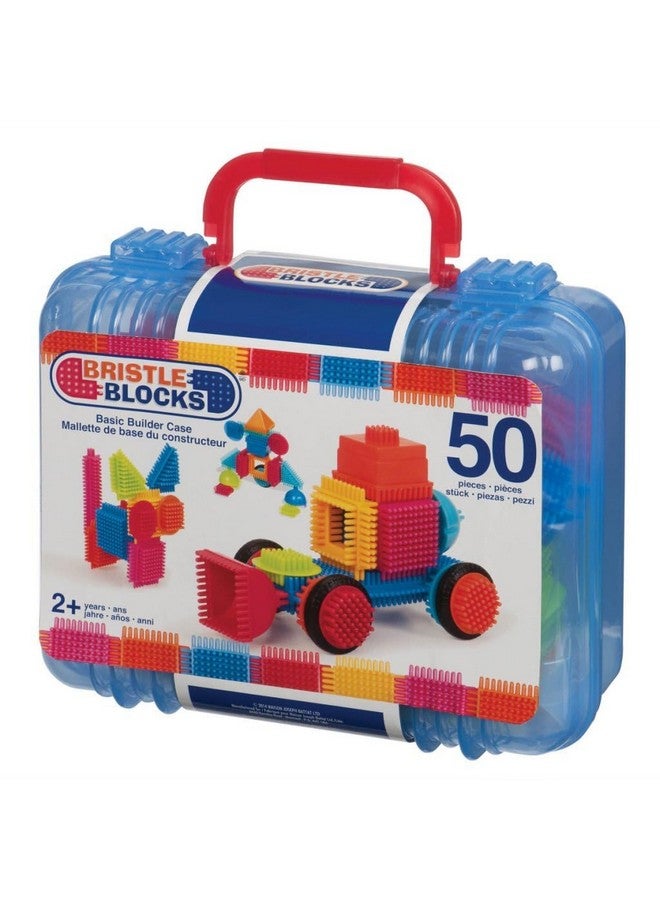 BATTAT Bristle Blocks Stem Interlocking Building Blocks 50 Pc Playset Reusable Carry Case Developmental Toys For Toddlers & Kids Basic Builder Case 2 Years +  - Image 1