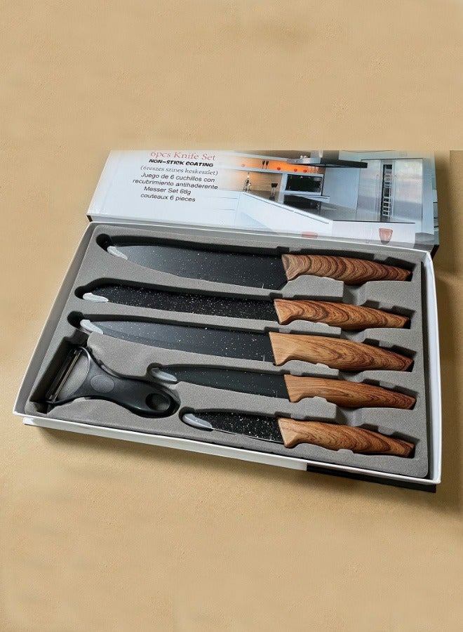 Bukela 6 Professional Kitchen Knife with Stainless Steel Blades and Marble Non-Stick Coating, Easy Grip Handle for Home and Restaurant Use  - Image 2