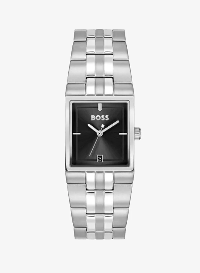 Strivo Three-Stripe Stainless Steel Watch for Men with Black Dial