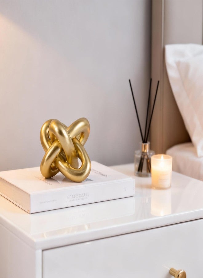 DOVDOV Golden Knot Statue, Three Knot Sculpture Home Decor Accents, Knot Sculptures and Statues for Rustic Coffee Table Living Room Dining Table Entryway Entrance Shelf Small Decorations and Accessories - Image 3