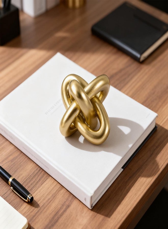 DOVDOV Golden Knot Statue, Three Knot Sculpture Home Decor Accents, Knot Sculptures and Statues for Rustic Coffee Table Living Room Dining Table Entryway Entrance Shelf Small Decorations and Accessories - Image 4