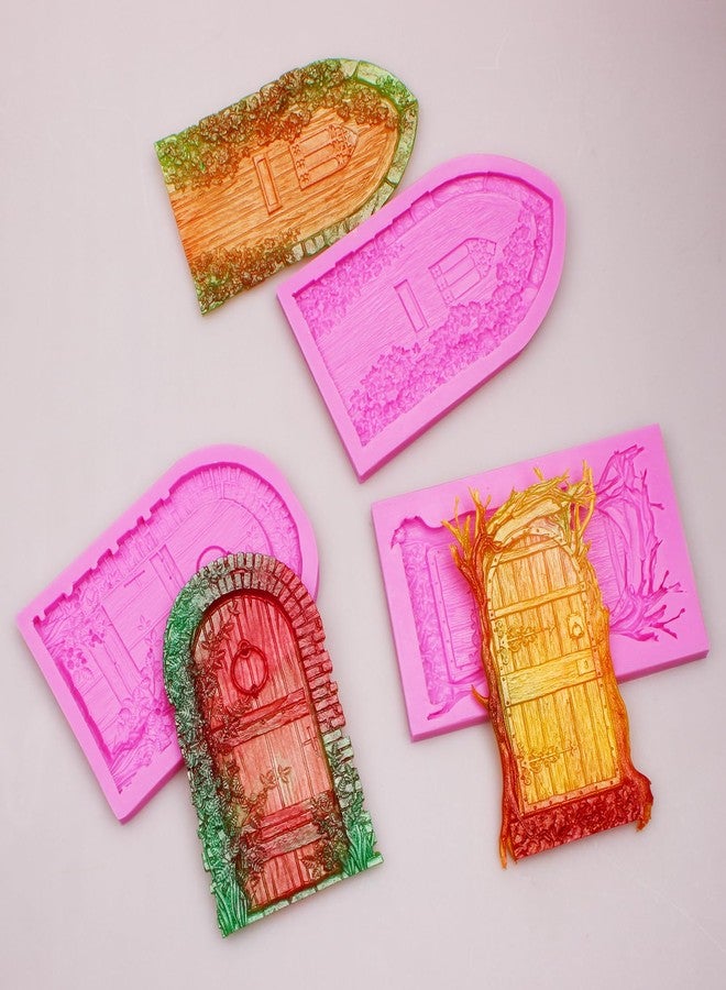 acvcatto Fairy Garden Door Fondant Molds, Enchanted Vintage Treehouse Silicone Chocolate Molds, Cake Decorating Baking Molds for Pudding Jelly Cookie Candy Gum Dessert Clay Resin DIY Craft - Image 4