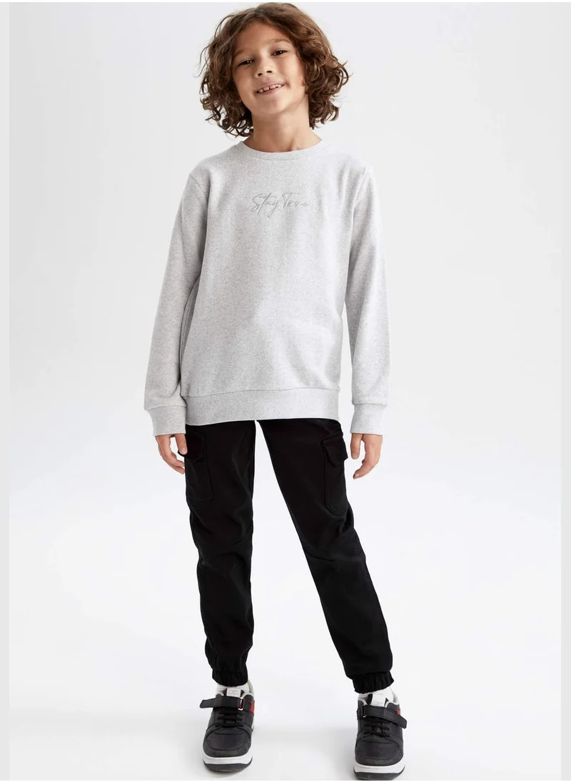 DeFacto Boy Regular Fit Crew Neck Long Sleeve Knitted Sweatshirt