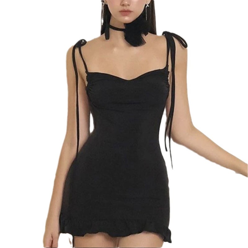 Women's Y2K Bodycon Mini Dress with Tie Straps - Image 5