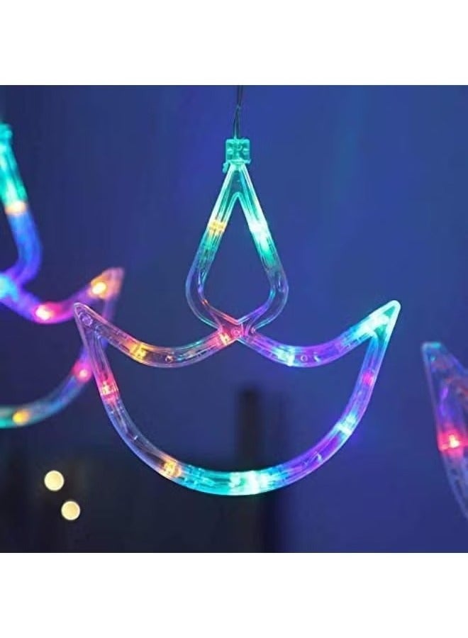 دريم زون ستارة ضوء ديوالي/ديوالي متعددة الألوان، سلسلة أضواء مع حزمة من 12 ديا معلقة، 8 أوضاع وامضة، إضاءة تزيينية، ديا معلقة لتزيين المنزل (متعددة الألوان) - Image 2
