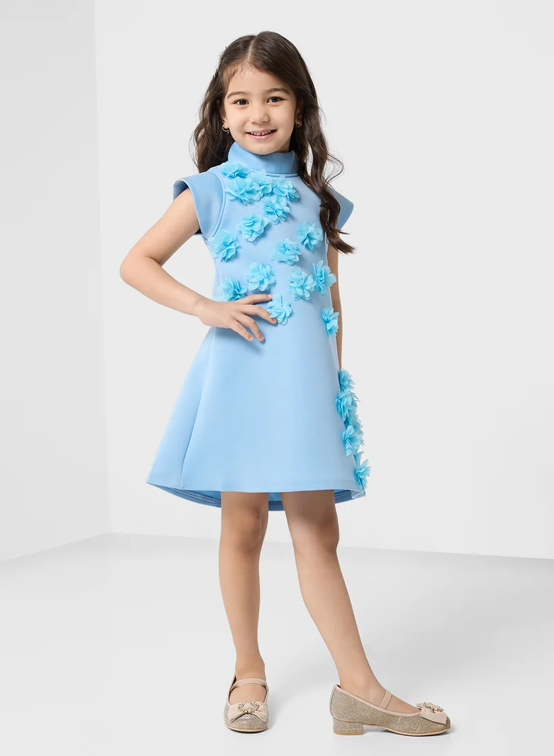 Little Golden Apple Little Short Sleeves With Flower Dress
