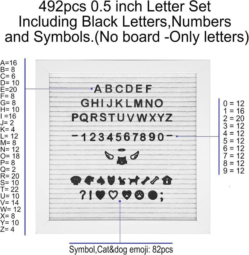 G GAMIT Letter Set Only - Pre-cut 0.5 Inch(1/2”) Tall Black Letters 492pcs with Canvas Bag(No Board Included) - Image 3