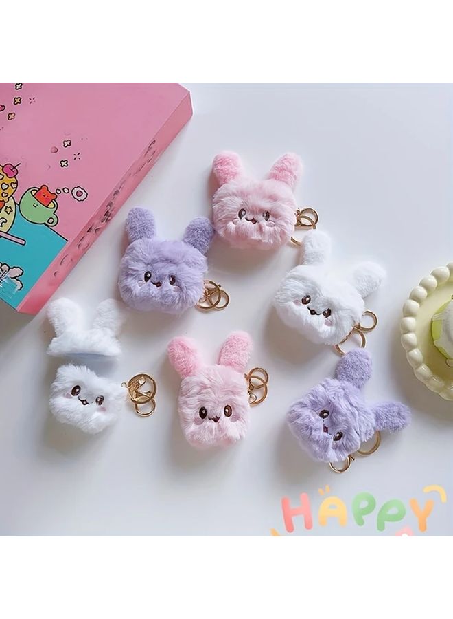 White Cute Fluffy Rabbit Protective Case For AirPods 3 Wireless Earphones - Image 3