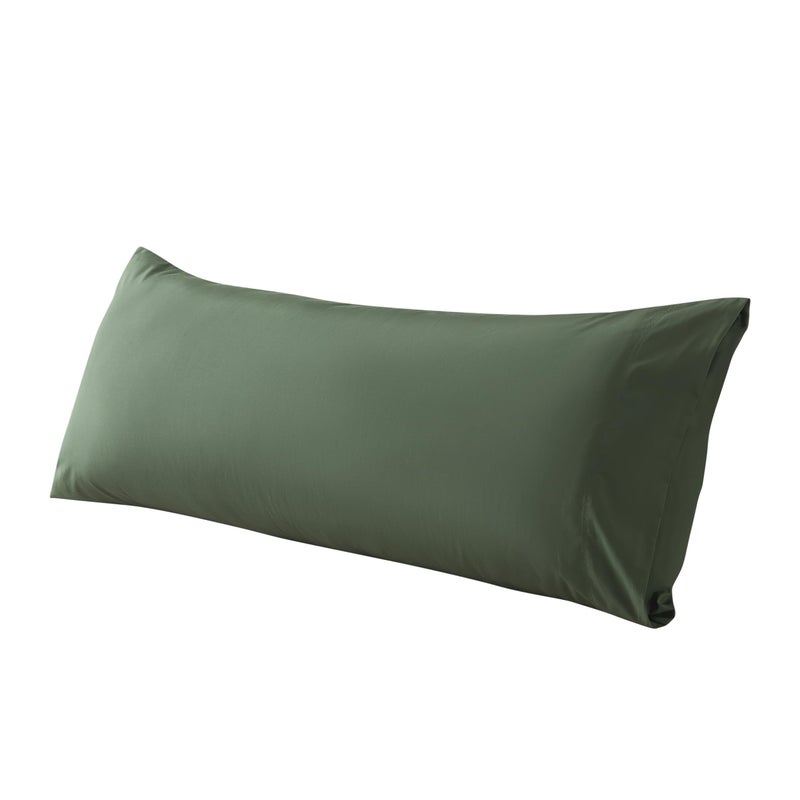 WhatsBedding Body Pillow Cover Cotton Fabric Long Pillowcase Breathable SkinFriendly Envelope Closure Olive Green 20x54 inch