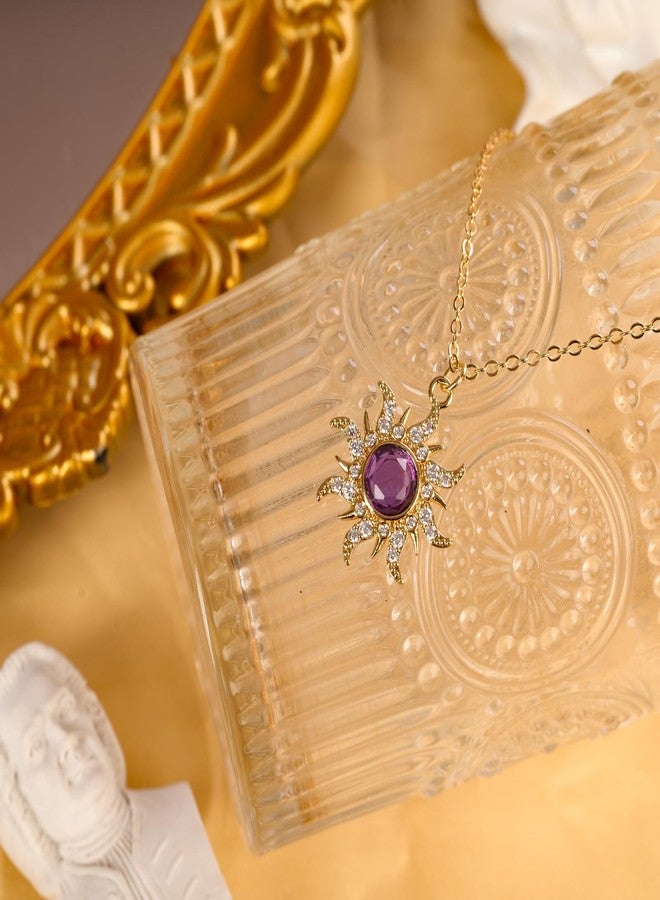 JINSAWW Tangled Rapunzel Necklace Purple Sun Necklace Sun Pendant Necklace Princess Jewelry Princess Necklace Halloween - Image 4