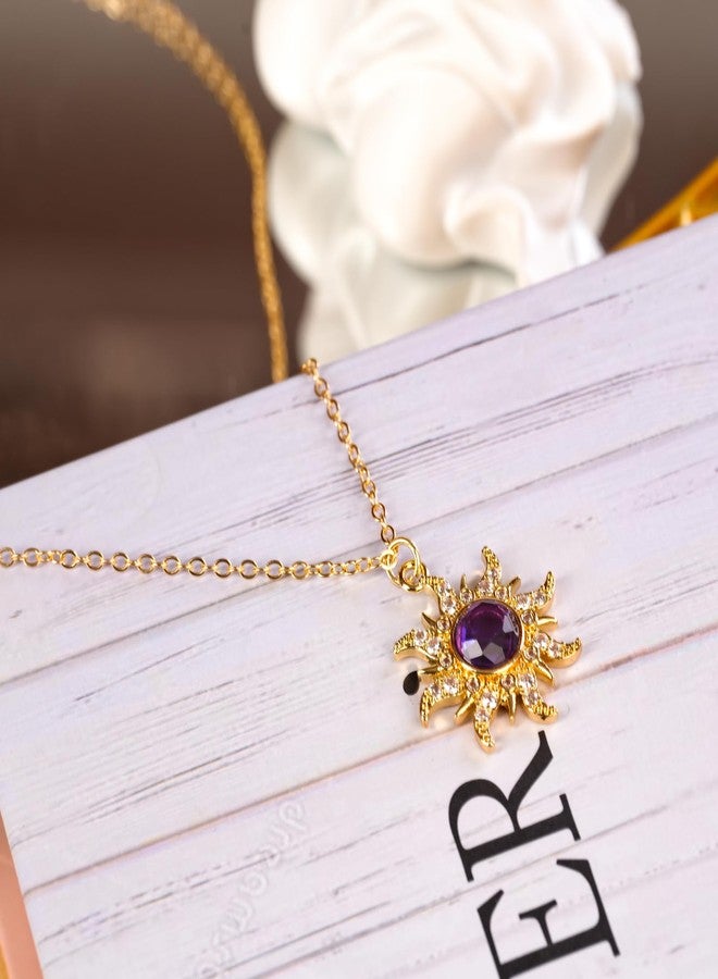 JINSAWW Tangled Rapunzel Necklace Purple Sun Necklace Sun Pendant Necklace Princess Jewelry Princess Necklace Halloween - Image 3