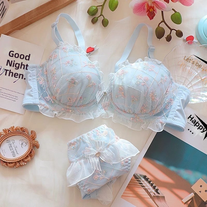 Lace Bra Set with Push-up and Support Features
