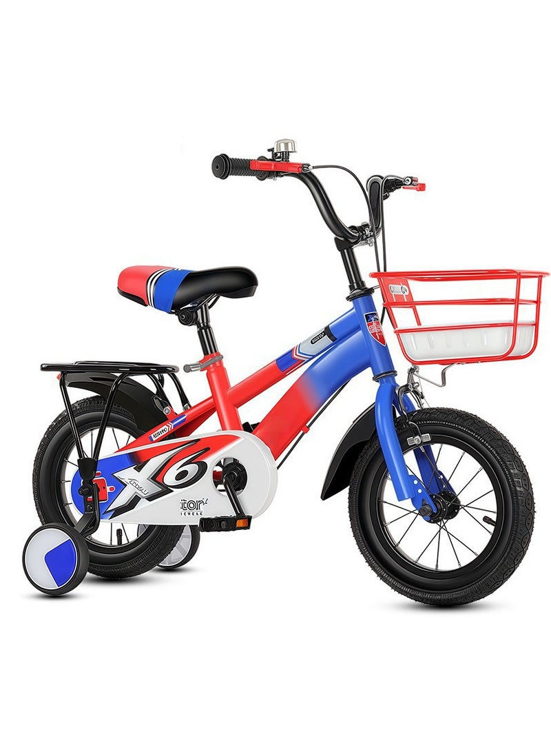 MaBaby دراجة أطفال 12-14-16 بوصة، دراجة توازن مع عجلات تدريب وسلة، مقعد خلفي ومقود قابل للتعديل، دراجة للبنات والأولاد - Image 1