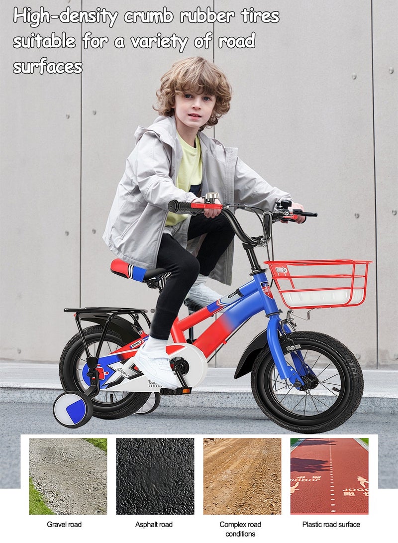 MaBaby دراجة أطفال 12-14-16 بوصة، دراجة توازن مع عجلات تدريب وسلة، مقعد خلفي ومقود قابل للتعديل، دراجة للبنات والأولاد - Image 4
