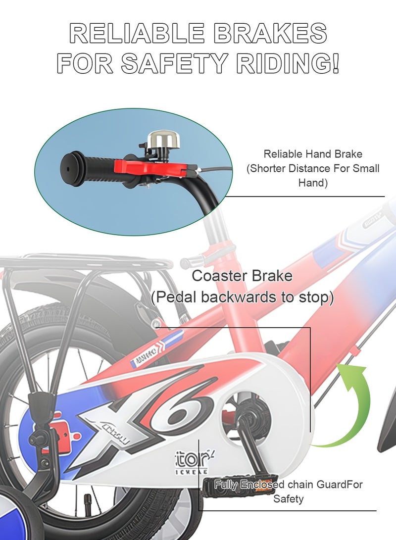 MaBaby دراجة أطفال 12-14-16 بوصة، دراجة توازن مع عجلات تدريب وسلة، مقعد خلفي ومقود قابل للتعديل، دراجة للبنات والأولاد - Image 5