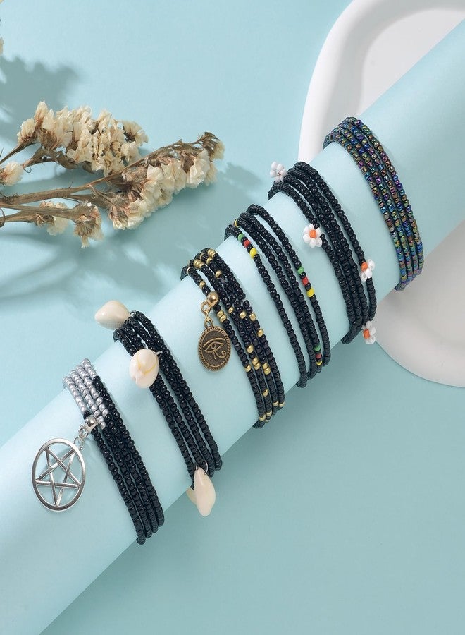 تورنيتو سلسلة خرز أفريقية للخصر من تورنيتو، 8 قطع، طول 31.5 بوصة، خرز بطن مطاطي، سلسلة جسم متقاطعة من الصدف والفراشات، إكسسوارات مجوهرات ملونة للنساء، أسود، 31.4 بوصة، غير معروف، بدون أحجار كريمة - Image 2