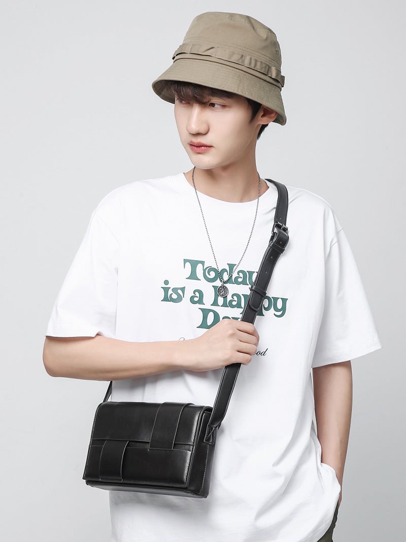 Men's Shoulder Bag, Versatile New Trendy Small Square Bag with Woven  Design - Image 3