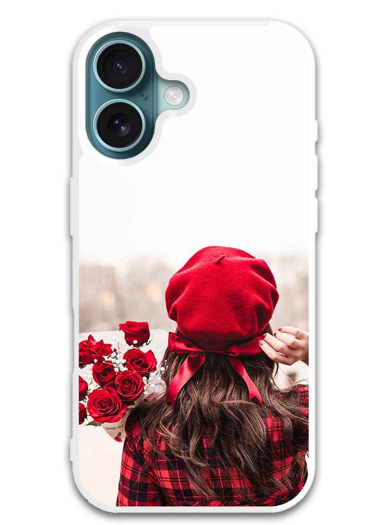 Theodor Protective Case Cover For APPLE IPHONE 16 Holding Flowers (White Bumper) - Image 1