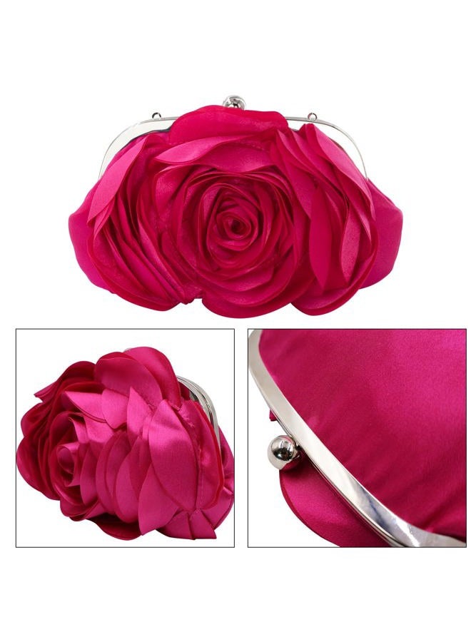 JAMBHALA Women Rose Clutch Bags with Detachable Chain for Wedding, Evening Party, Pink, 10 - Image 4