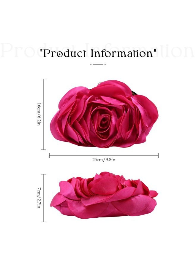 JAMBHALA Women Rose Clutch Bags with Detachable Chain for Wedding, Evening Party, Pink, 10 - Image 5