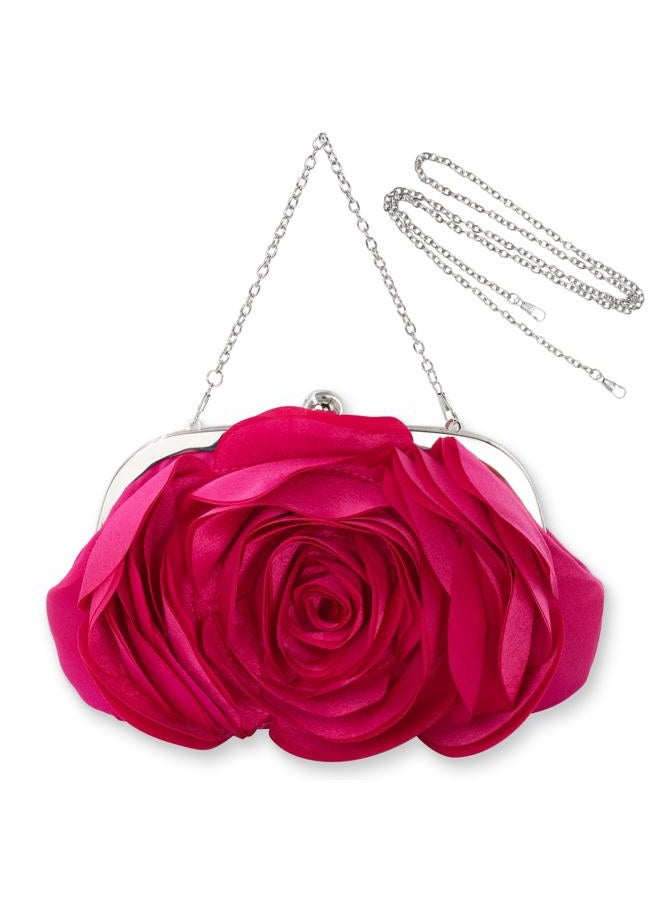 JAMBHALA Women Rose Clutch Bags with Detachable Chain for Wedding, Evening Party, Pink, 10 - Image 1