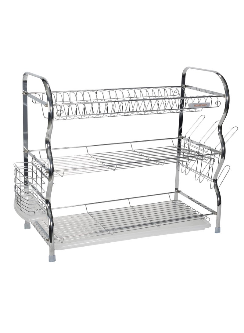 Homeway 3-Tier Dish Rack with Tray – Space-Saving Design for Plates, Cups & Utensils - Image 5