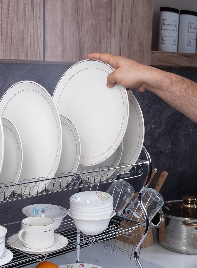 Homeway 3-Tier Dish Rack with Tray – Space-Saving Design for Plates, Cups & Utensils - Image 4
