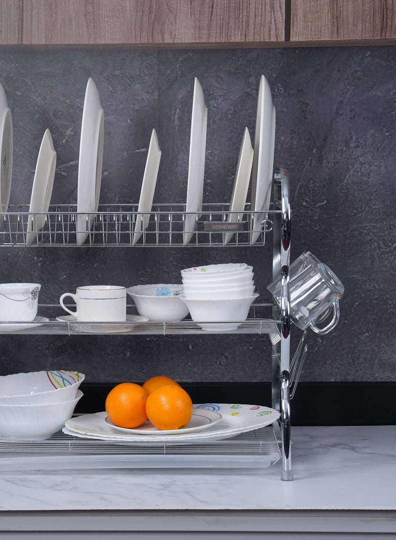 Homeway 3-Tier Dish Rack with Tray – Space-Saving Design for Plates, Cups & Utensils - Image 2