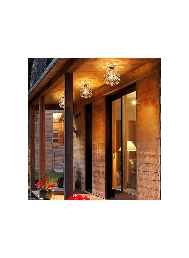 erorex Becailyer Semi Flush Mount Ceiling Light Fixture, Antique Gold Metal Crystal Chandelier Lamp, Indoor Lighting for Bathroom Fixture Foyer Ceiling Fixture Hallway Lighting Fixture  - Image 3