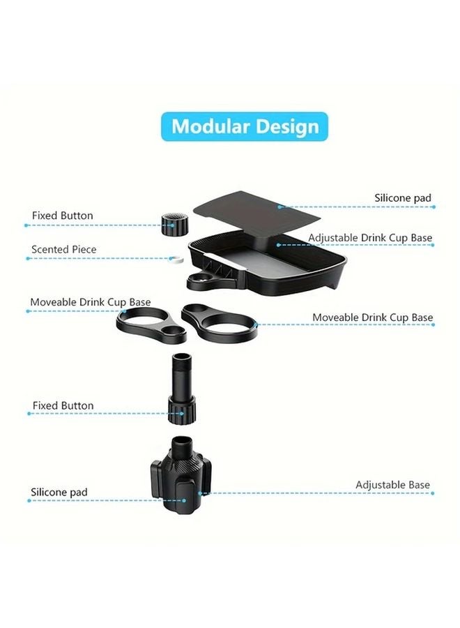 Large Rectangular Dinner Plate Multifunctional Car Cup Holder with Phone Stand and Expansion Tray - Image 4