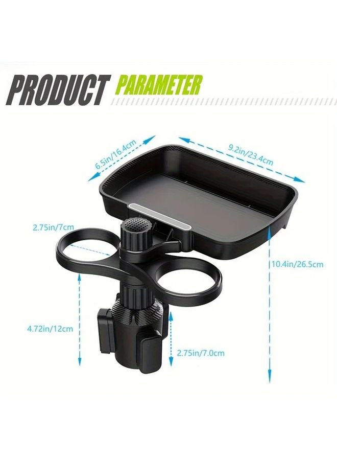 Large Rectangular Dinner Plate Multifunctional Car Cup Holder with Phone Stand and Expansion Tray - Image 1