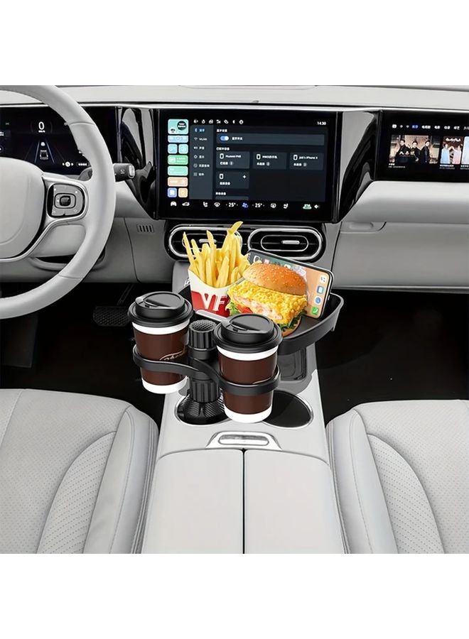 Large Rectangular Dinner Plate Multifunctional Car Cup Holder with Phone Stand and Expansion Tray - Image 3