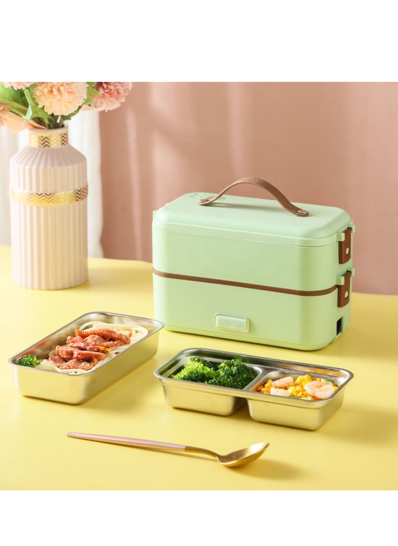 Arabest Electric Lunch Box Food Heater, 3 in 1 Portable Food Warmer for Office Home School,2 Layer Heated Lunch Box Leak Proof, Food Warmer with Removable 304 Stainless Steel Container 800ml (Green)  - Image 2