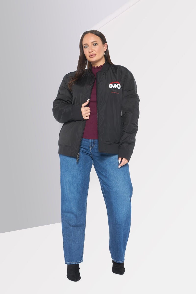 Michael Kors Women Brand Logo Soft Shell Jacket, Black - Image 2