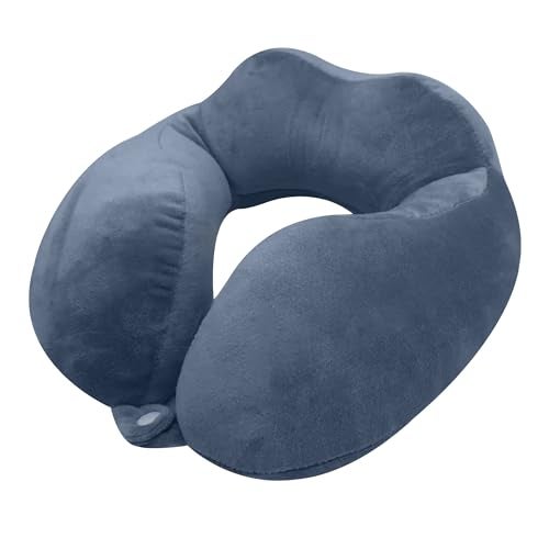 GREELI Rover Travel Neck Pillow – Soft Fiber Filled with Snap Button, Plush Fabric, for Flight, Bus, Car, Neck Pain Relief (Grey) - Image 1