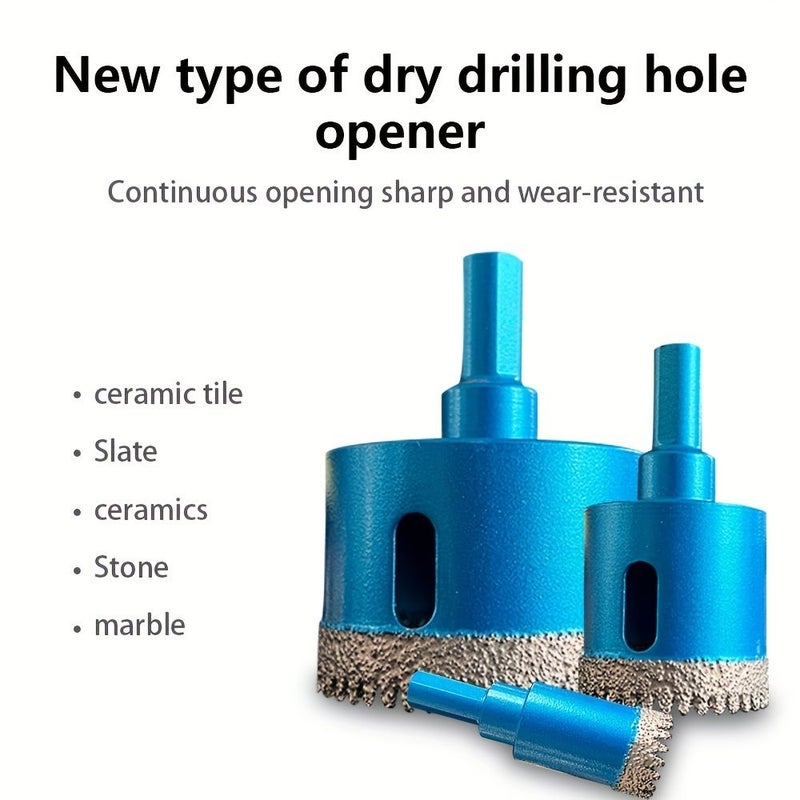 1PC Diamond Coated Hole Saw Cutting Tool Brazed Serrated Hole Drill Bit 40mm Triangular Shank Dry And Wet Drilling For Granite Quartz Porcelain - Image 2