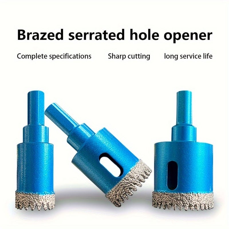 1PC Diamond Coated Hole Saw Cutting Tool Brazed Serrated Hole Drill Bit 40mm Triangular Shank Dry And Wet Drilling For Granite Quartz Porcelain - Image 4