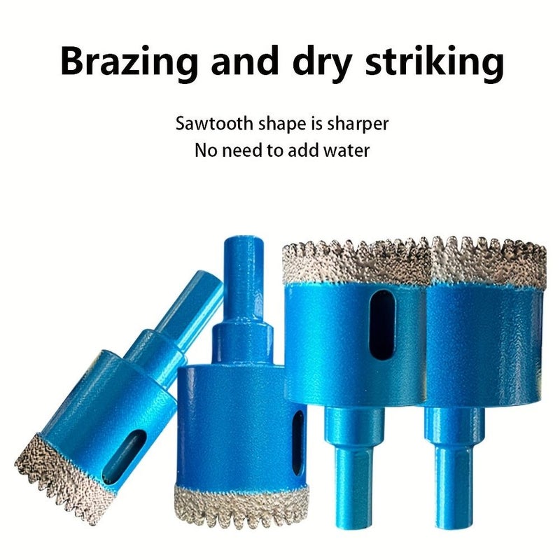 1PC Diamond Coated Hole Saw Cutting Tool Brazed Serrated Hole Drill Bit 40mm Triangular Shank Dry And Wet Drilling For Granite Quartz Porcelain - Image 3